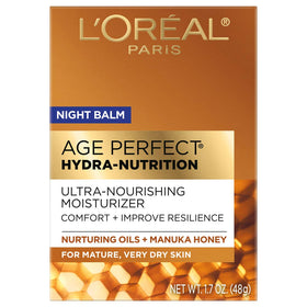 L'Oreal Paris night balm front jar showing label and rich cream benefits