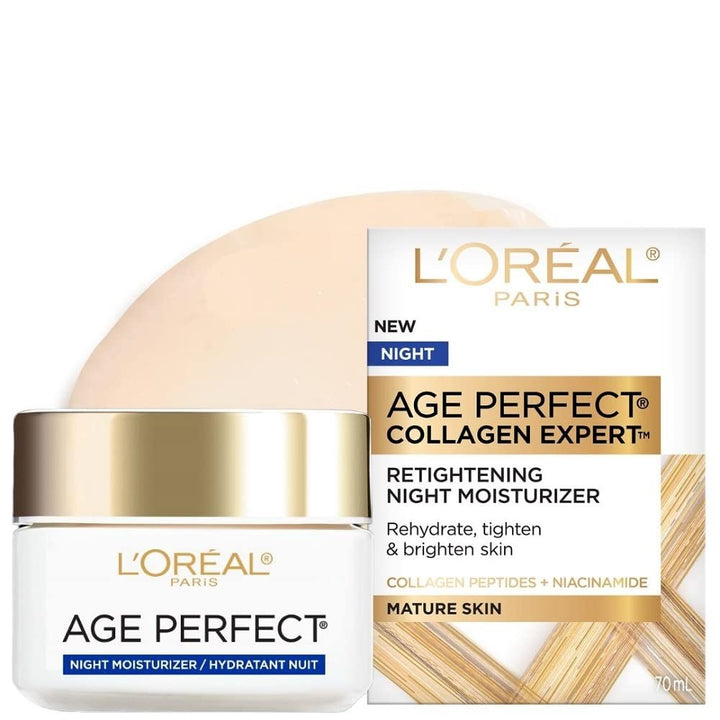 L'Oreal Paris front packaging showing jar and label, highlights firming benefits