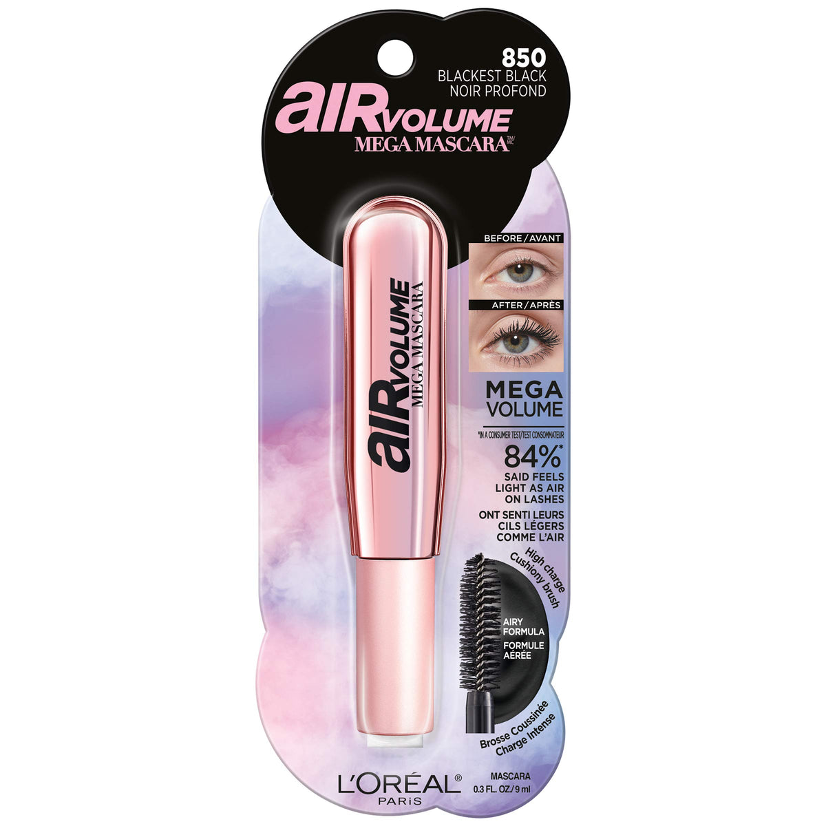 L'Oreal Paris double-bristle brush close-up capturing lash separation benefit