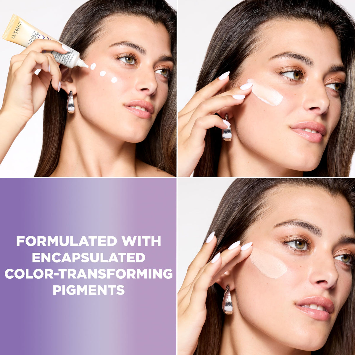 L'Oreal Paris fingers blending BB cream showing easy application benefit