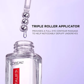 L'Oreal Paris application step with roller smoothing under-eye area