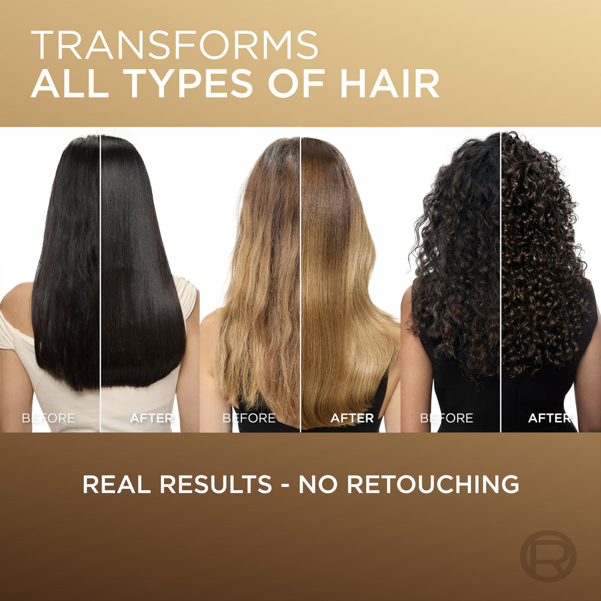 L'Oreal Paris before and after hair transformation showing improved smoothness