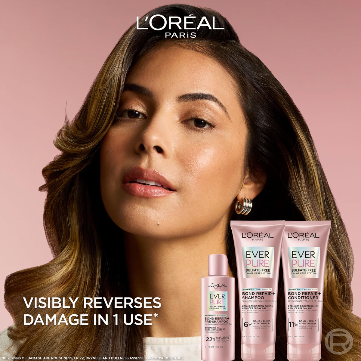 L'Oreal Paris back label with ingredients and clear usage instructions benefit