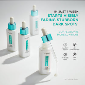 L'Oreal Paris applying serum to cheek, highlights even application and quick absorption