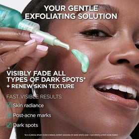 L'Oreal Paris product being applied to face showing simple at-home peel routine