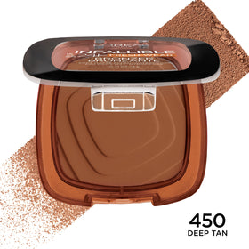 L'Oreal Paris bronzer swatch on arm in Deep Tan displaying buildable warm color payoff
