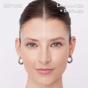 L'Oreal Paris before and after brows showing lifted fuller-looking shape