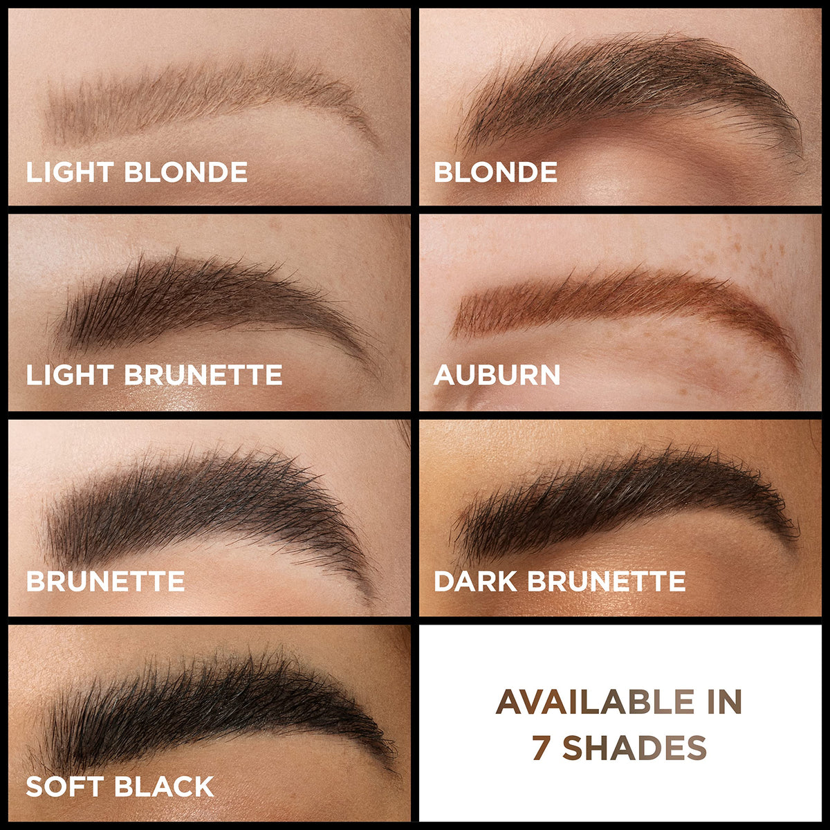 Before and after brows with L'Oreal Paris showing fuller, natural-looking volume