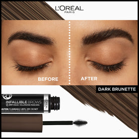 L'Oreal Paris brow mascara 3D micro-grip brush close-up demonstrating precise hair grip