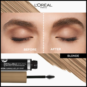 L'Oreal Paris wand and 3D micro-grip brush close-up showing precise hair capture benefit