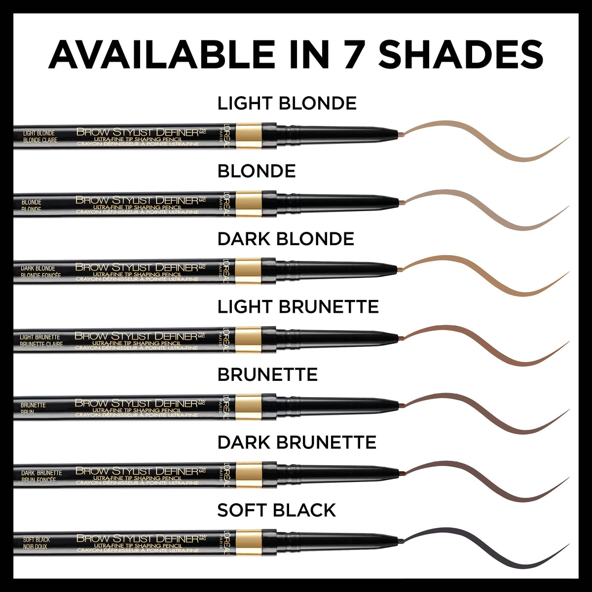 L'Oreal Paris Brow Stylist Definer in use drawing hair-like brow strokes