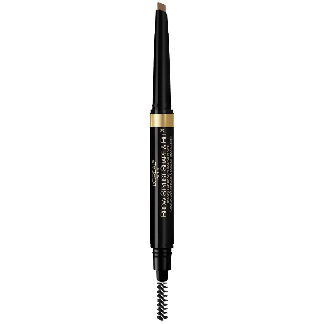 L'Oréal Paris pencil front view showing Brunette shade and compact design for precise brows
