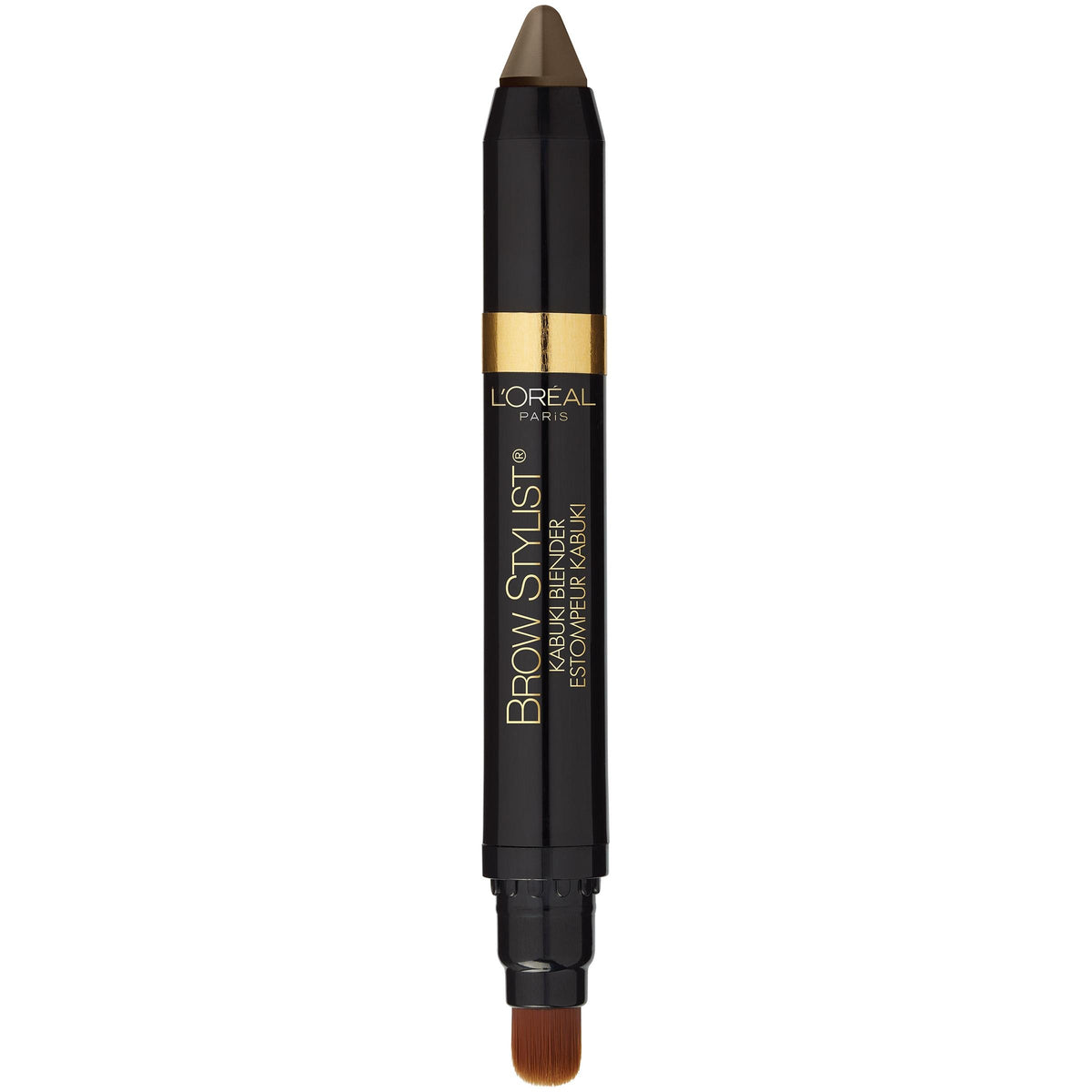 L'Oreal Paris kabuki brush blending brows on model for natural fuller-looking result