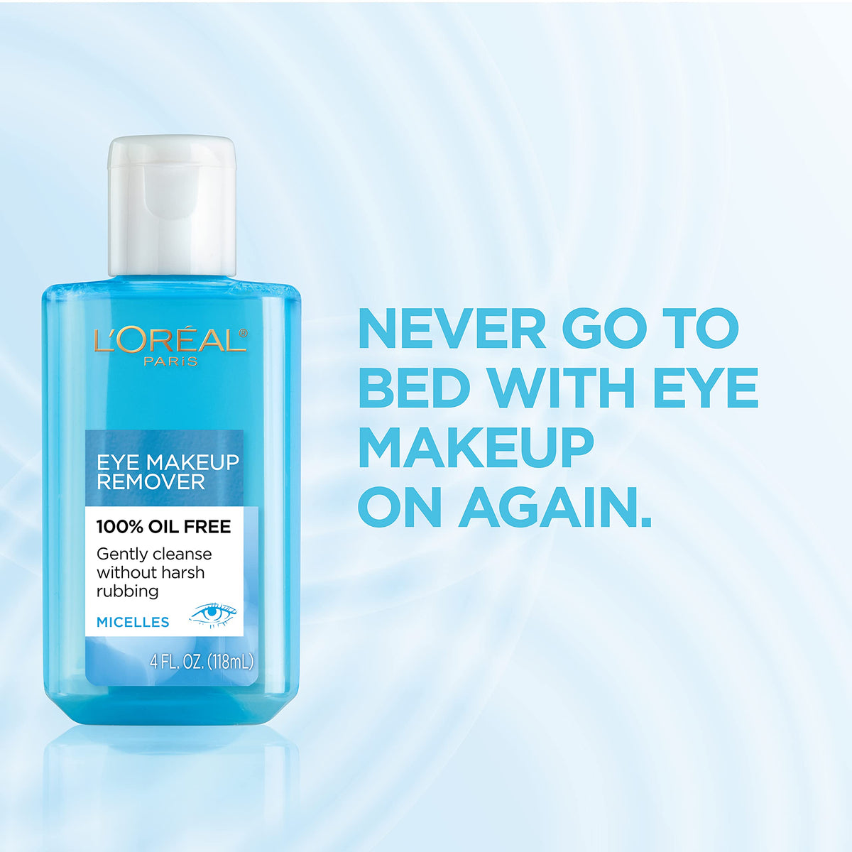 L'Oreal Paris close-up of the liquid texture highlighting oil-free clarity and gentle makeup dissolving action
