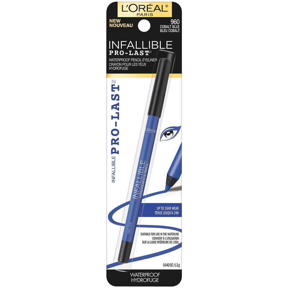 L'Oreal Paris cobalt blue eyeliner front packaging highlighting bold pigment