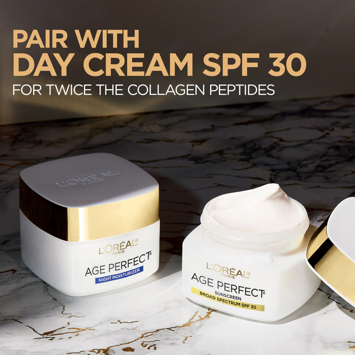 L'Oreal Paris jar on nightstand illustrating overnight skincare routine