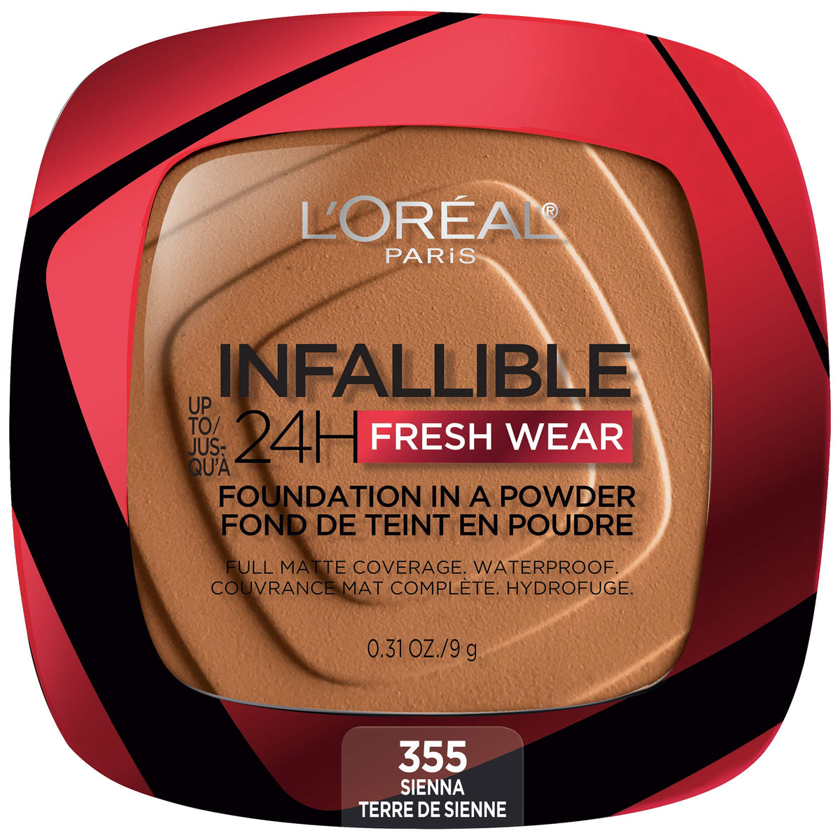 L'Oreal Paris compact front view showing sleek packaging and portable benefit