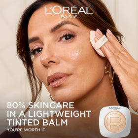 L'Oreal Paris compact open with mirror for quick touch-ups and travel convenience benefit