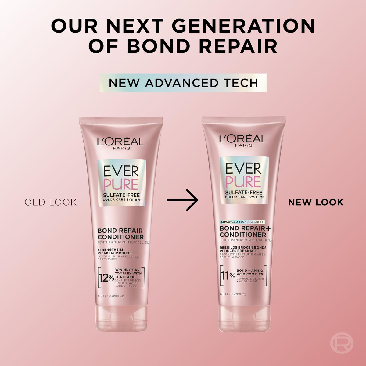 L'Oreal Paris bond and amino acid complex graphic showing repair support