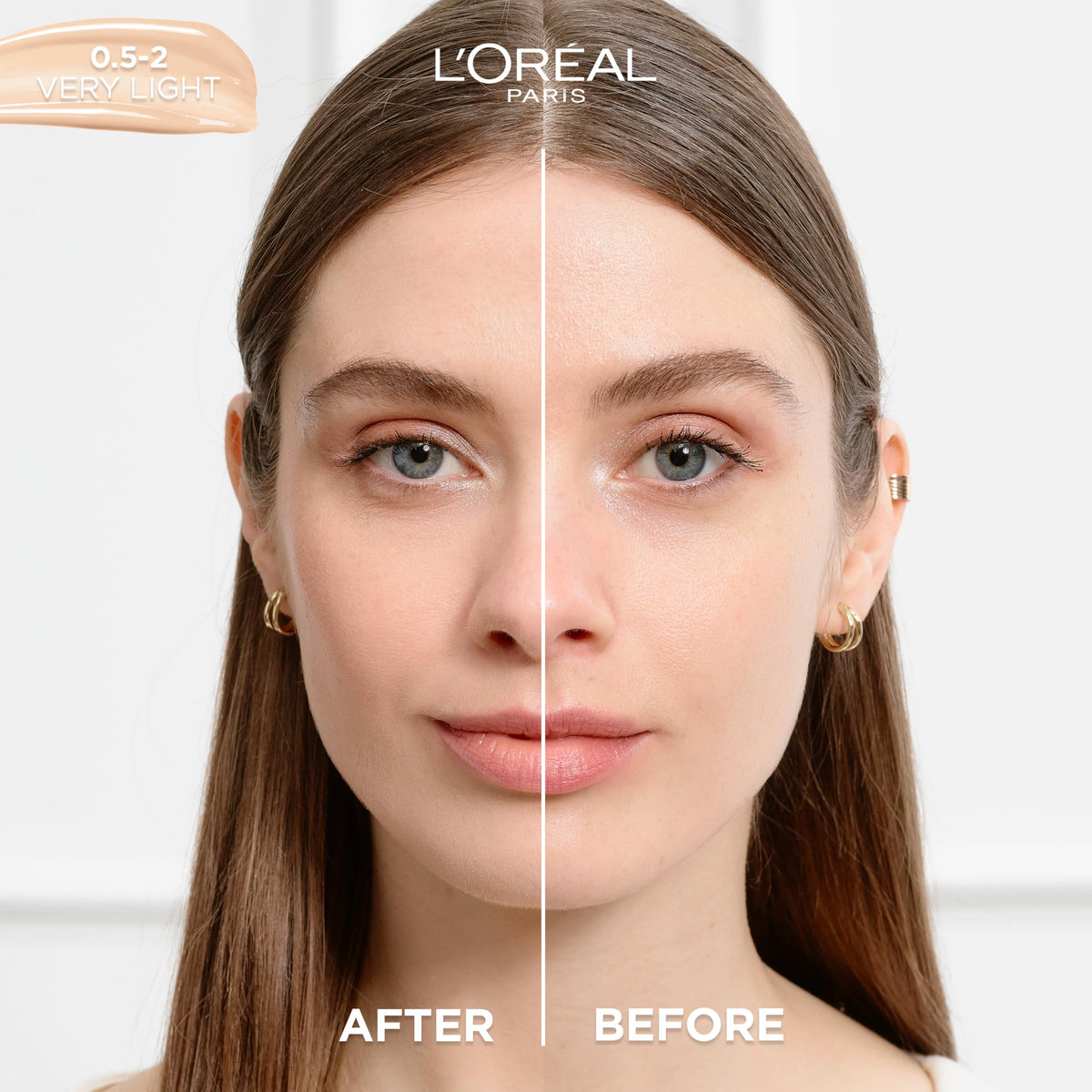 L'Oreal Paris pump dispensing tinted serum highlighting smooth texture benefit