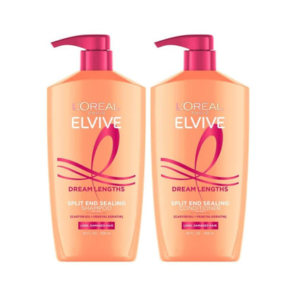 L'Oreal Paris Dream Lengths front packaging showing both shampoo and conditioner benefits