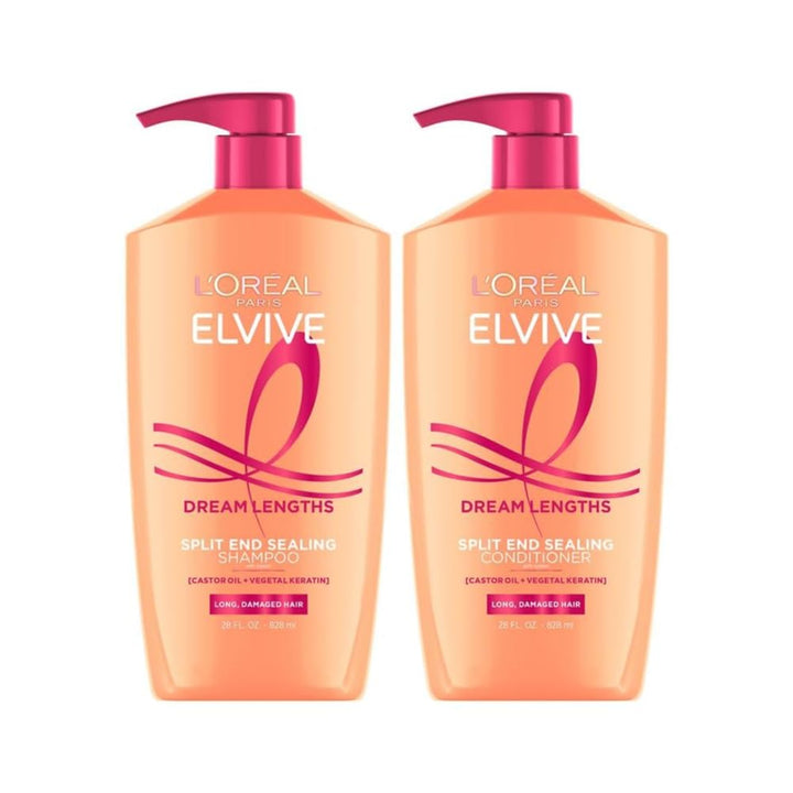 L'Oreal Paris Dream Lengths front packaging showing both shampoo and conditioner benefits