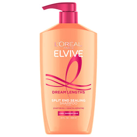 L'Oreal Paris front bottle view showing Dream Lengths shampoo for long hair benefits