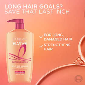 L'Oreal Paris Dream Lengths product label close-up highlighting castor oil and vitamins