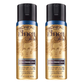 L'Oreal Paris Elnett travel front packaging shows compact carry-on friendly benefit