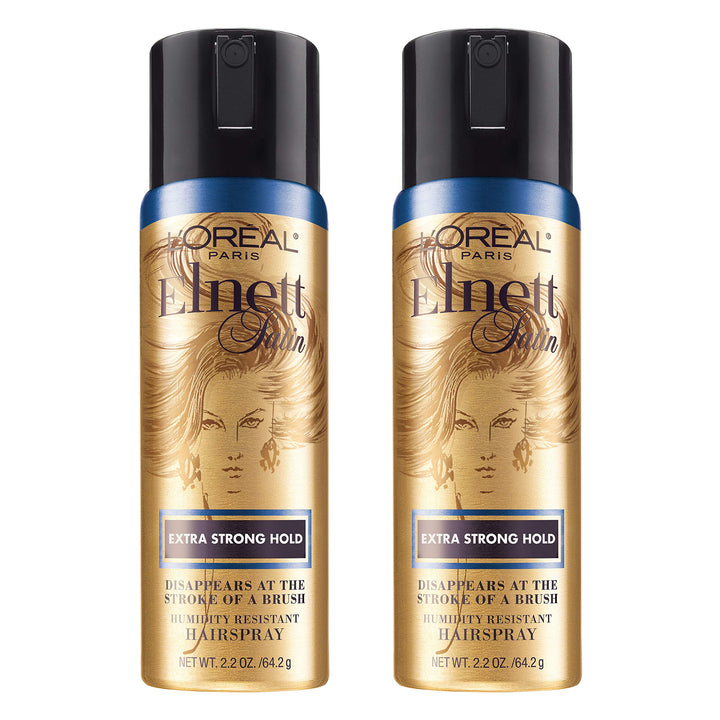 L'Oreal Paris Elnett travel front packaging shows compact carry-on friendly benefit