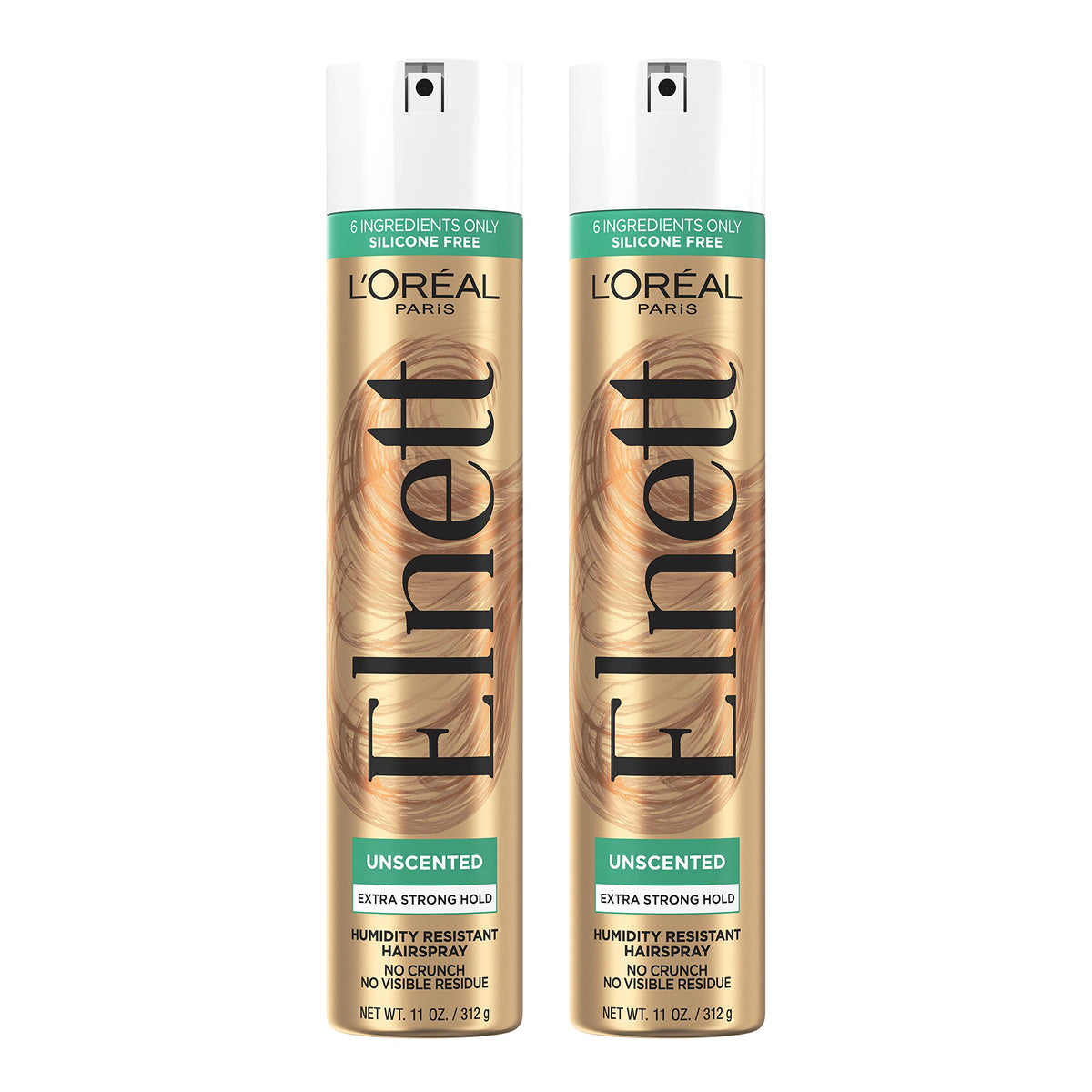 L'Oreal Paris Elnett unscented front packaging showing product and brand