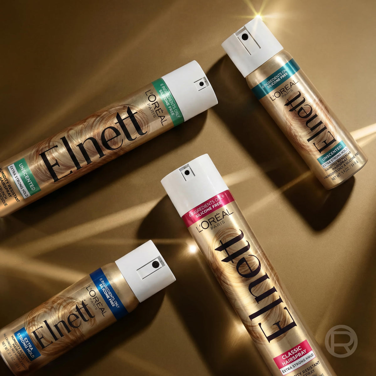 L'Oreal Paris Elnett finished hair texture with visible satin shine