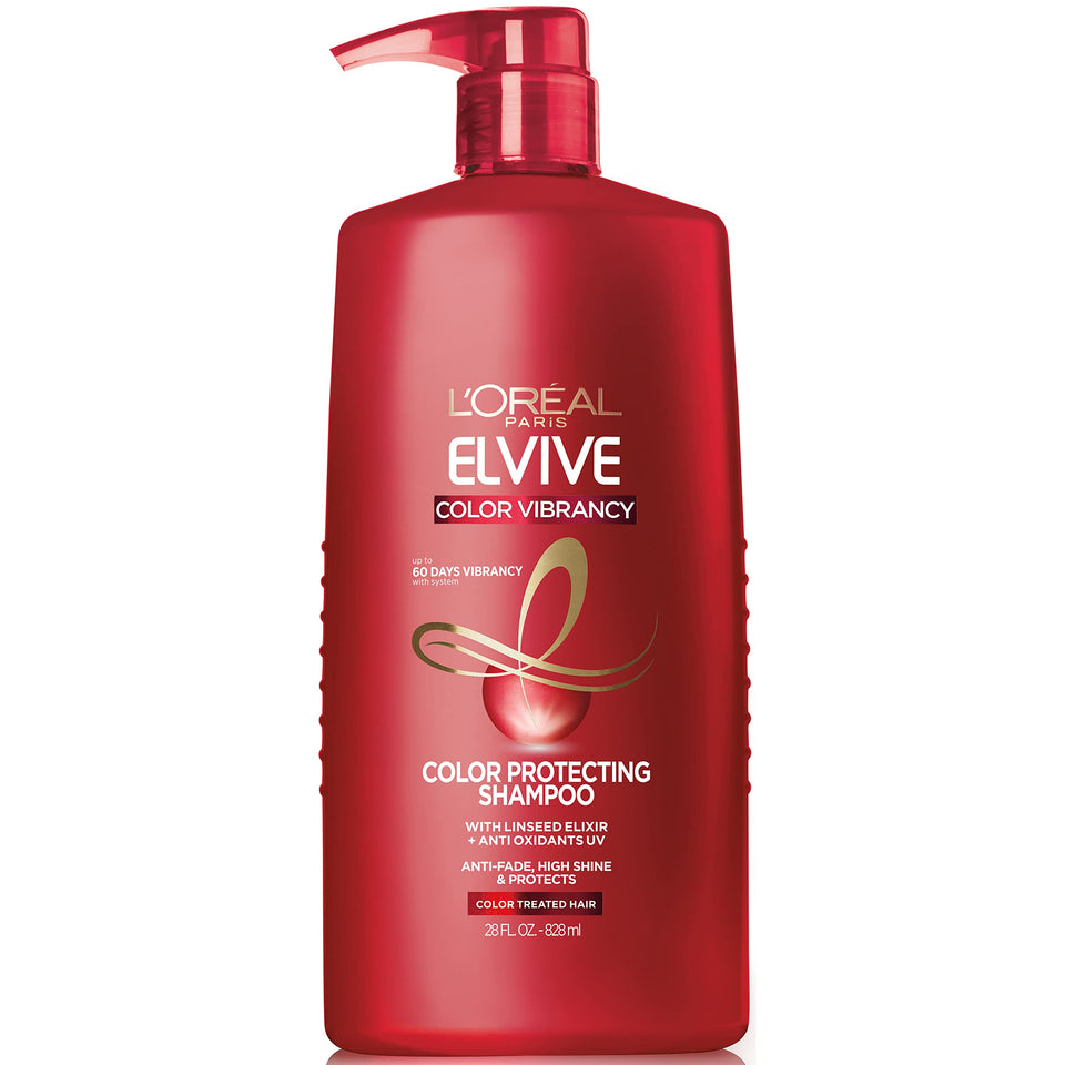 L'Oreal Paris Elvive front bottle showing label and 28 fl oz size, conveys product details