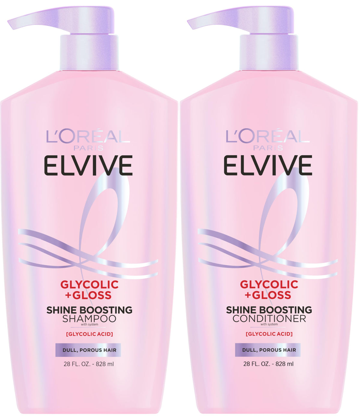 L'Oreal Paris front packaging showing full Glycolic + Gloss set and sizing benefit