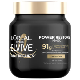 L'Oreal Paris jar front view showing TR5 treatment and easy application benefits