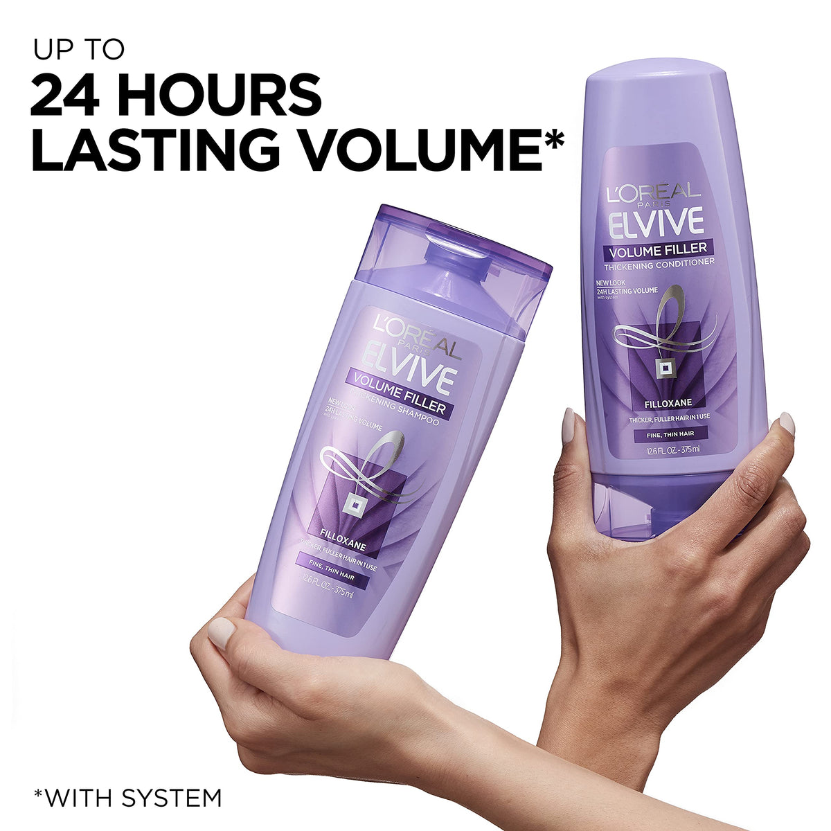 L'Oreal Paris bottle beside hairbrush showing styling-ready results
