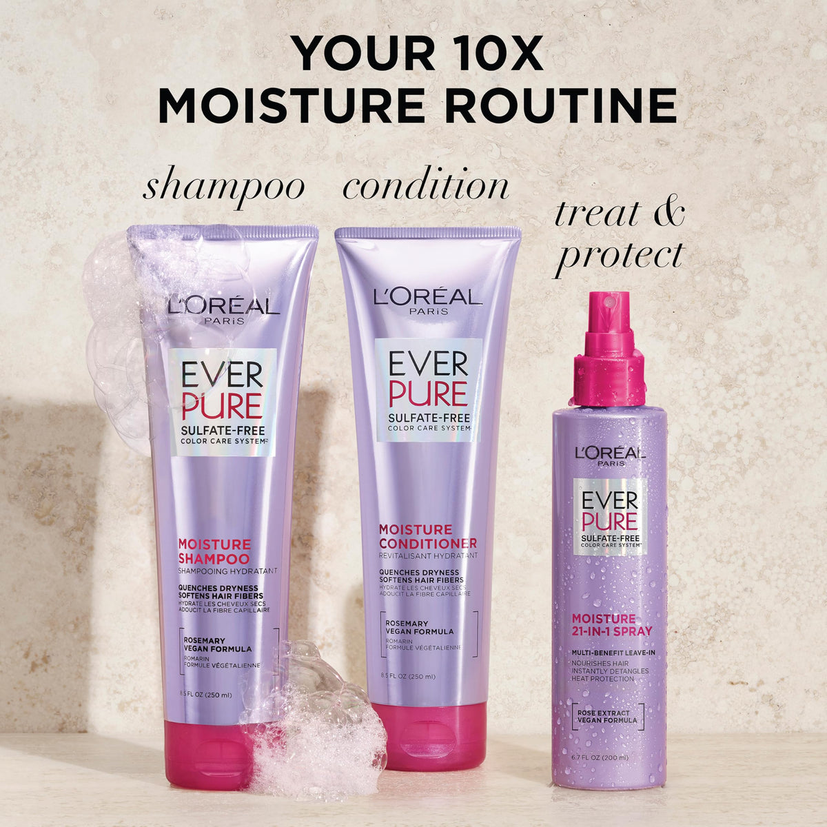 L'Oreal Paris visible before and after image showing frizz control and smoother strands