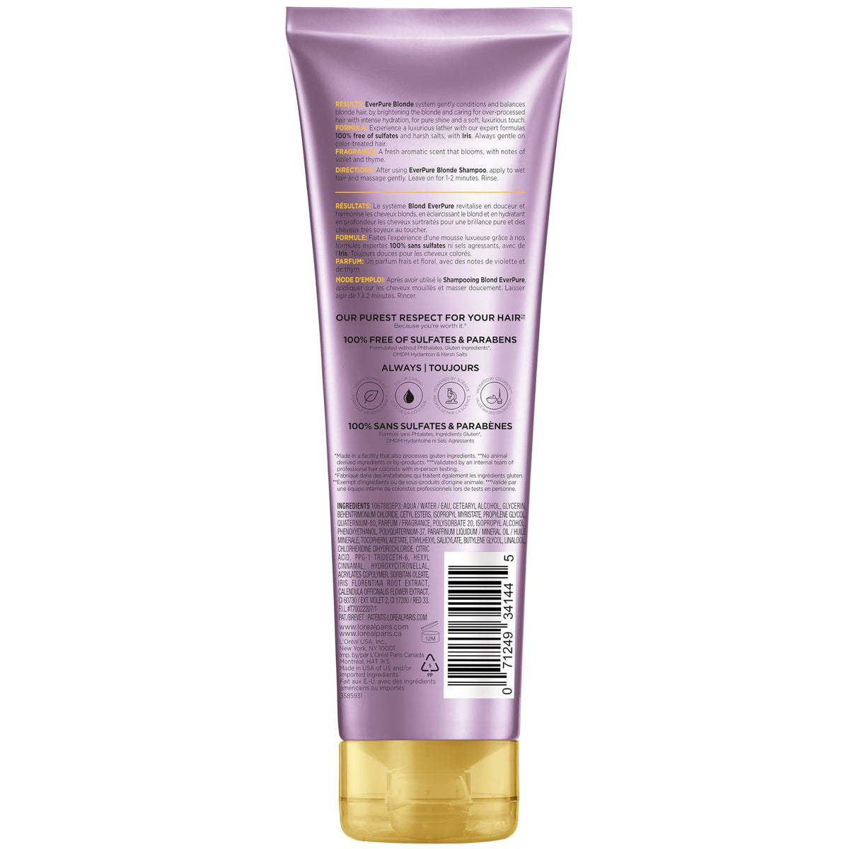 L'Oreal Paris before and after image demonstrating brass neutralizing effect