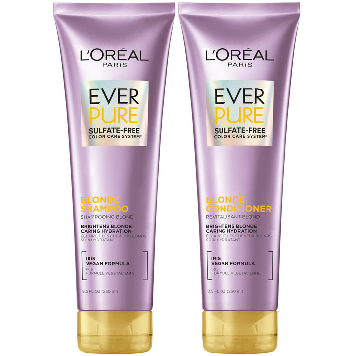 L'Oreal Paris front packaging showing EverPure Blonde set and benefits