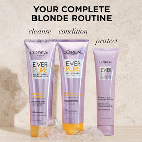 L'Oreal Paris shampoo and conditioner in shower showing easy in-shower use benefit