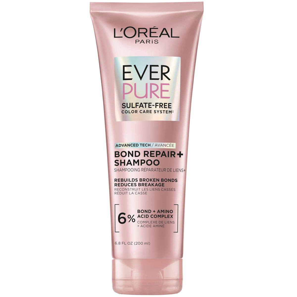 L'Oreal Paris EverPure shampoo front packaging showing product benefits