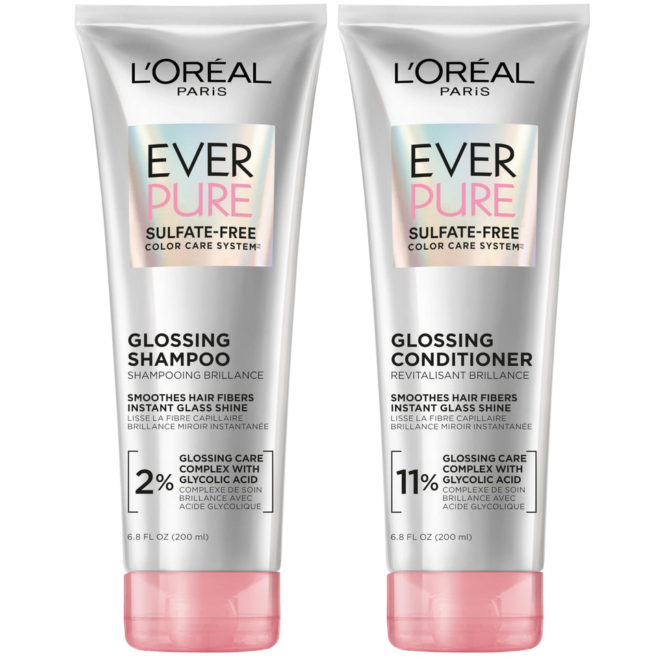 L'Oreal Paris bottle duo front packaging showing sleek design and glossy result