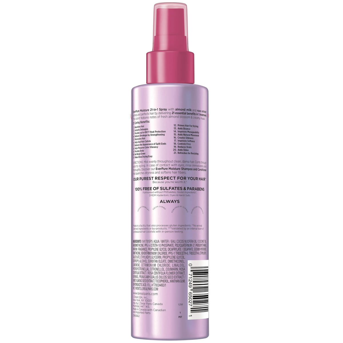 L'Oreal Paris styled hair in lifestyle scene showing soft, shiny, color-cared results