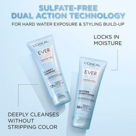 L'Oreal Paris EverPure restore back label close-up listing ingredients and benefits