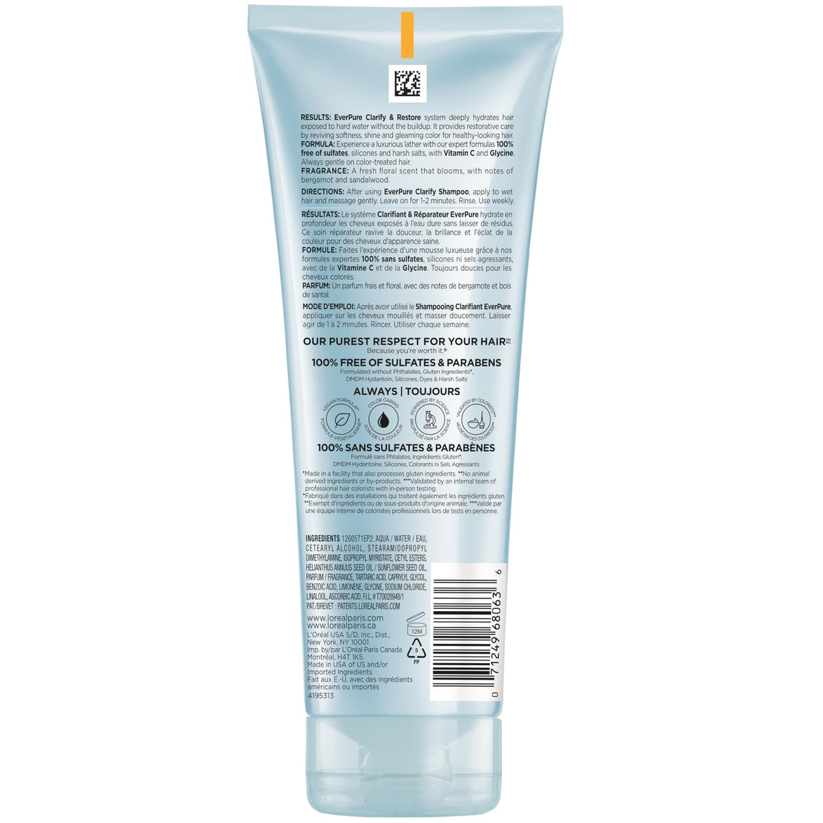 L'Oreal Paris EverPure restore cap and nozzle detail shows easy dispensing feature