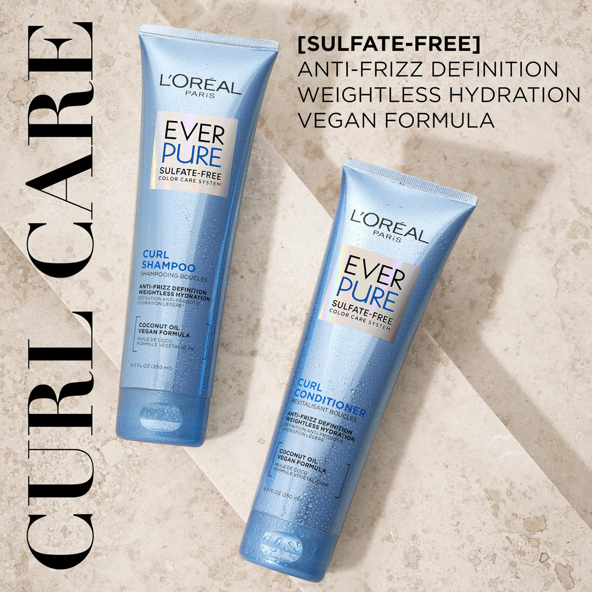 L'Oreal Paris EverPure shampoo pour demonstrating lightweight formula and easy application