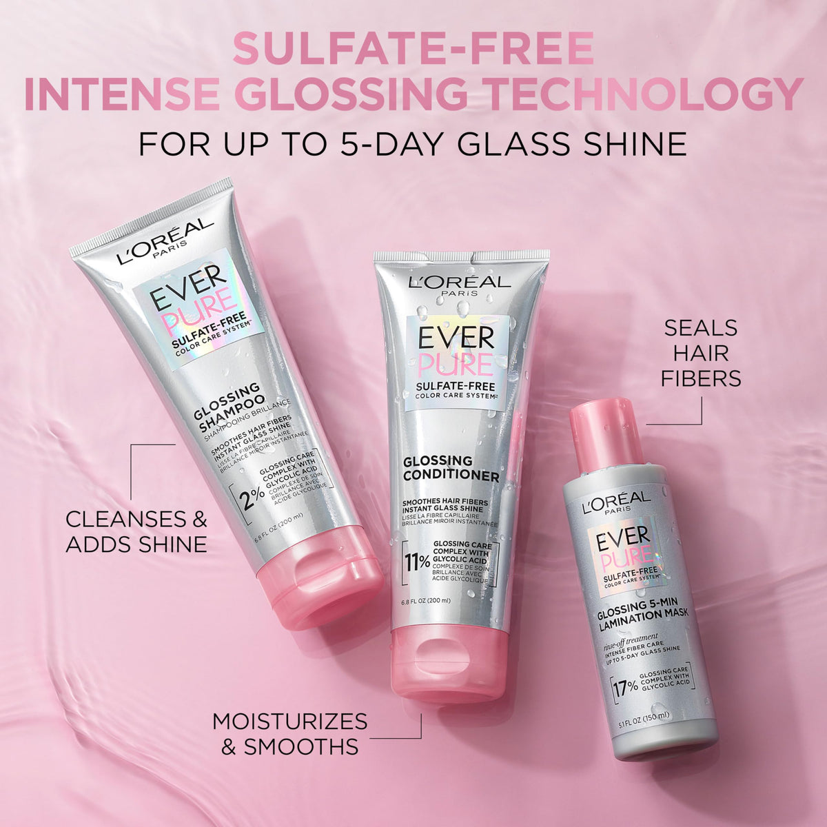 L'Oreal Paris shampoo lather texture demonstrating gentle foam and cleansing benefit
