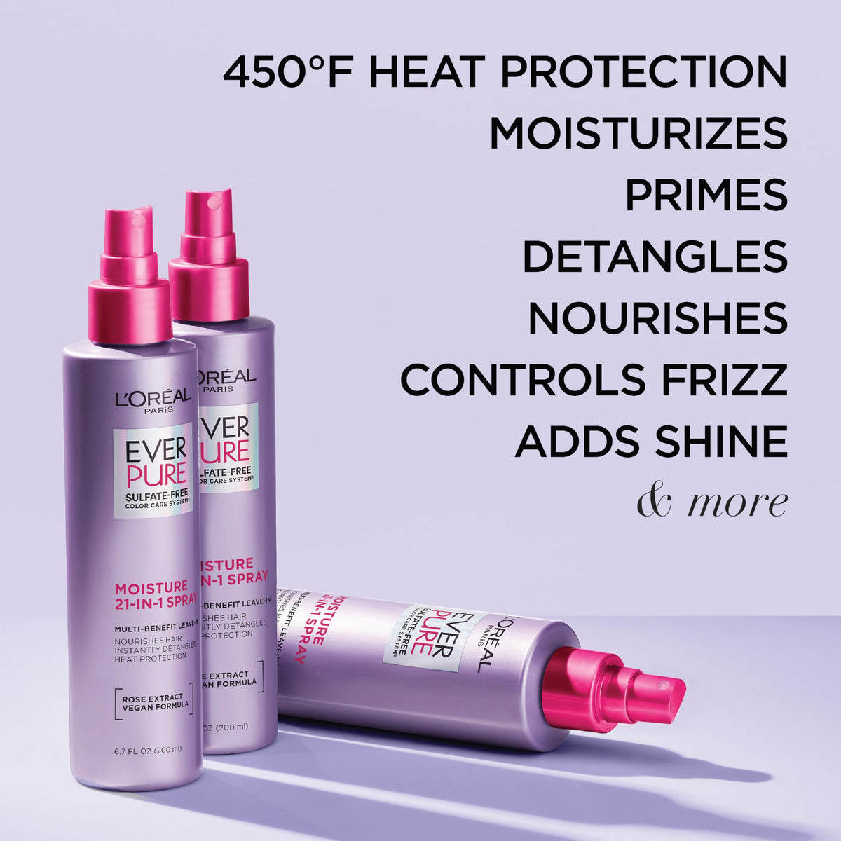 L'Oreal Paris spray nozzle close-up demonstrating precise mist application benefit