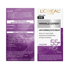 L'Oreal Paris label closeup showing product name and usage for targeted wrinkle care