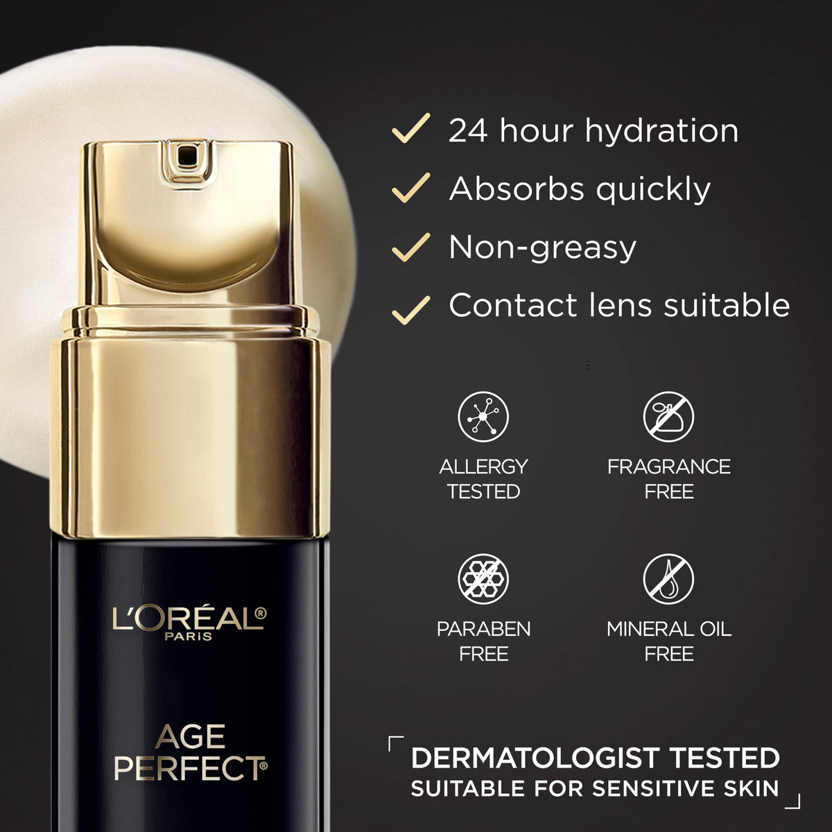 L'Oreal Paris cream texture close-up showing smooth, hydrating finish